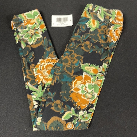 LuLaRoe New Kids L/XL Green Floral Leggings NWT - Picture 3 of 8